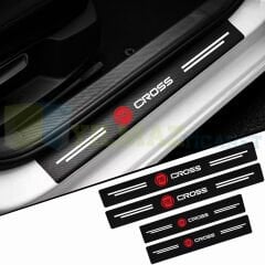 Fiat Egea Cross Logo Karbon Kapı Eşiği Koruma Araba Etiket Oto Sticker Yapıştırma 4 Parça