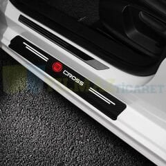Fiat Egea Cross Logo Karbon Kapı Eşiği Koruma Araba Etiket Oto Sticker Yapıştırma 4 Parça