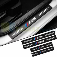 Bmw M Logo E36 Karbon Kapı Eşiği Koruma Araba Etiket Oto Sticker Yapıştırma 4 Parça