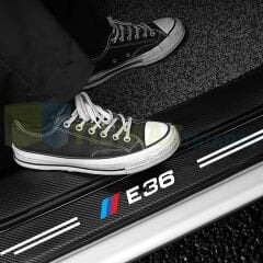 Bmw M Logo E36 Karbon Kapı Eşiği Koruma Araba Etiket Oto Sticker Yapıştırma 4 Parça