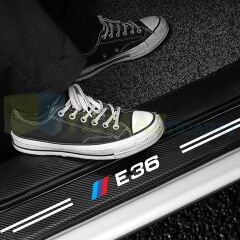 Bmw M Logo E36 Karbon Kapı Eşiği Koruma Araba Etiket Oto Sticker Yapıştırma 4 Parça