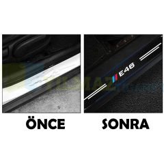 Bmw M Logo E46 Karbon Kapı Eşiği Koruma Araba Etiket Oto Sticker Yapıştırma 4 Parça