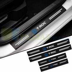 Volkswagen T-Roc Logo Karbon Kapı Eşiği Koruma Araba Etiket Oto Sticker Yapıştırma 4 Parça