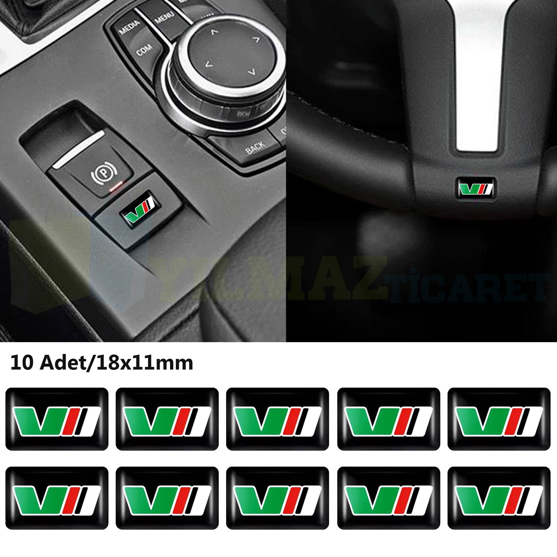 Skoda Vrs Arma Direksiyon Jant Vites Torpido Ayna Damla Silikon Etiket Çıkartma Oto Sticker 18x11mm