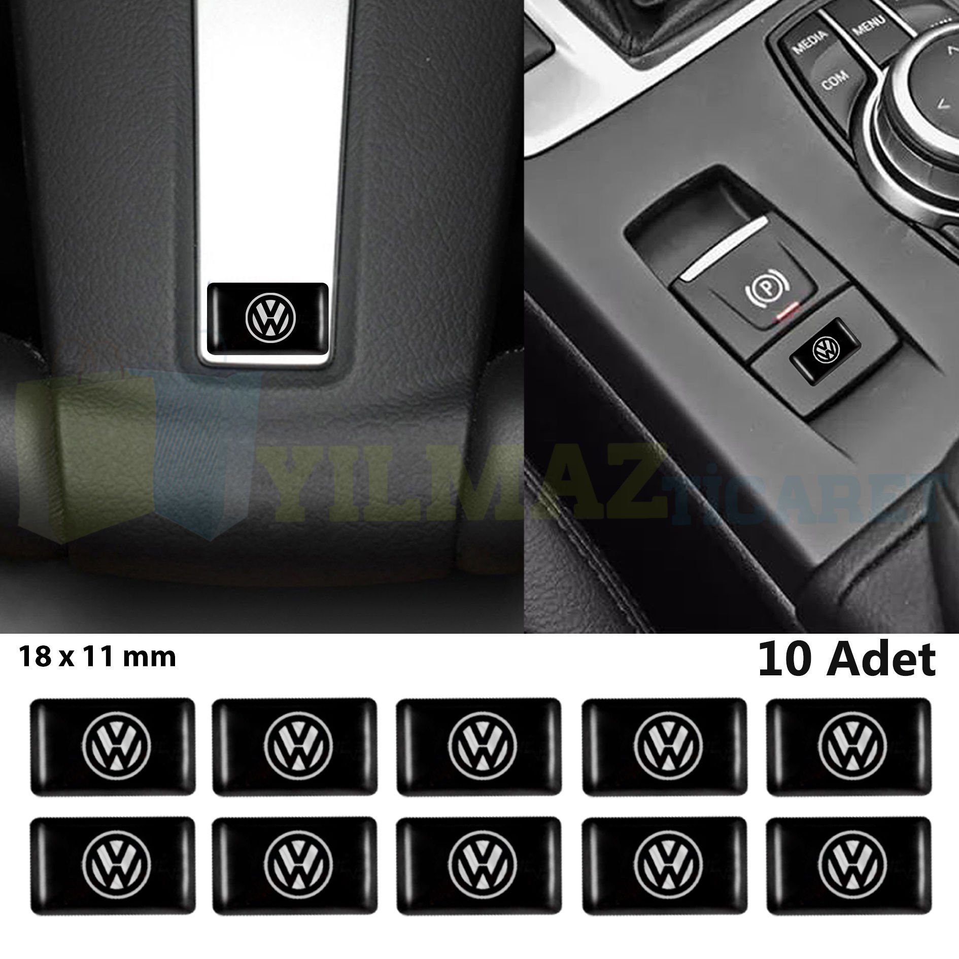 Volkswagen Logo Arma Direksiyon Jant Vites Torpido Ayna Damla Silikon Etiket Oto Sticker 18x11mm