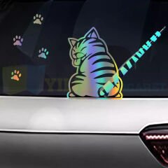 Kedi Kuyruk Pati Hologram Arka Cam Silecek Oto Araba Sticker Etiket Aksesuar Çıkartma