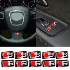 Audi S Line Logo Direksiyon Ayna Vites Torpido Jant Damla Oto Sticker Etiket Yapıştırma 10 Adet