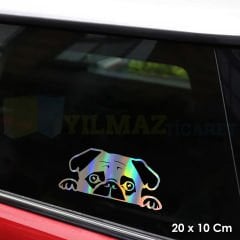 Tembel Köpek Hologram Araba Cam Oto Sticker Yapıştırma Etiket Çıkartma Etiket 20 X 10 Cm