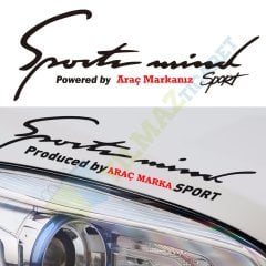 Kişiye Özel Sport Mind Kaput Far Oto Sticker Etiket 30Cm Renault Opel Kia Ford Bmw Audi Tüm Araçlara