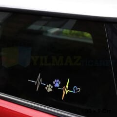 Kedi Pati Kalp Ritim Hologram Oto Sticker Cam Araba Yapıştırma Çıkartma Aksesuar Modifiye 20 X 9 Cm