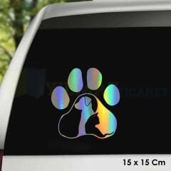 Kedi Köpek Pati Hologram Oto Sticker Cam Araba Yapıştırma Çıkartma Aksesuar Modifiye 15 X 15 Cm