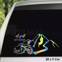 Toyota Ford Jeep Mitsubishi 4x4 Off Road Hologram Oto Sticker Yapıştırma Çıkartma Etiket 20 X 9 Cm