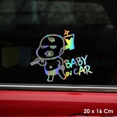 Baby In Car Arabada Bebek Var Hologram Oto Sticker Cam Araba Yapıştırma Çıkartma Etiket 20 X 16 Cm