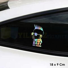 Arabada Bebek Var Hologram Oto Sticker Cam Araba Yapıştırma Çıkartma Aksesuar Etiket 18 X 9 Cm