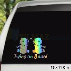 Arabada Ikiz Bebek Var Hologram Oto Sticker Cam Araba Yapıştırma Çıkartma Aksesuar Etiket 18 X 11 Cm