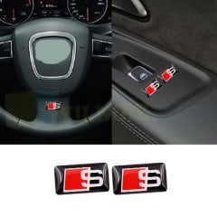 Audi S Line Logo Direksiyon Ayna Vites Torpido Jant Damla Oto Sticker Etiket Yapıştırma 2 Adet