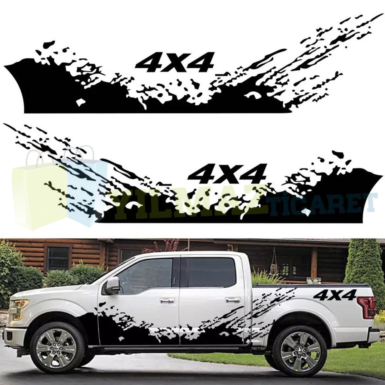 Off Road 4x4 Çamur Yan Kapı Oto Sticker Etiket Yapıştırma 1 Çift