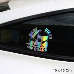 Motorcu Bebek Motorda Bebek Var Hologram Oto Sticker Cam Araba Yapıştırma Çıkartma Etiket 15 X 15 Cm