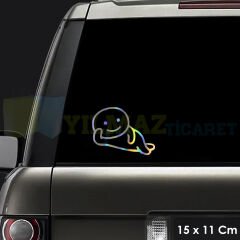 Rahat İnsan Komik Hologram Motosiklet Oto Cam Sticker Araba Etiket Çıkartma Yapıştırma 15 X 11 Cm