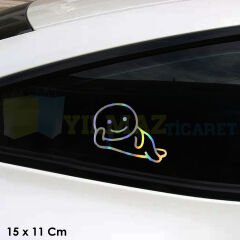 Rahat İnsan Komik Hologram Motosiklet Oto Cam Sticker Araba Etiket Çıkartma Yapıştırma 15 X 11 Cm