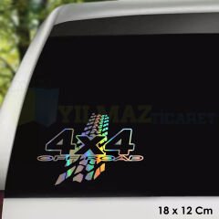 Toyota Ford Jeep Mitsubishi Off Road 4x4 Lastik İzi Hologram Oto Sticker Araba Yapıştırma 18 X 12 Cm