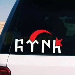 Göktürkçe Türk Yazı Ay Yıldız Arka Cam Oto Sticker Yapıştırma Araç Çıkartma Araba Etiket