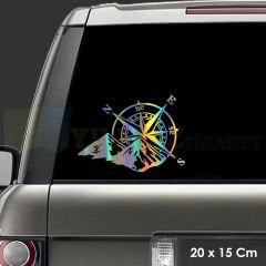 Pusula Dağ Karavan Hologram Araba Oto Sticker Etiket Yapıştırma Çıkartma Aksesuar 20 x 15 Cm