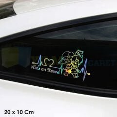 Arabada Çocuklar Bebekler Var Hologram Cam Oto Sticker Çıkartma Etiket Çıkartma 20 x 10 Cm