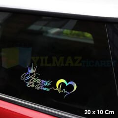 Arabada Prenses Var Hologram Araba Oto Sticker Yapıştırma Etiket Çıkartma Aksesuar 20 x 10 Cm