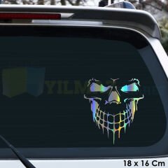 Kuru Kafa Motosiklet Araba Hologram Oto Sticker Etiket Yapıştırma Renkli Çıkartma 18 x 16 Cm