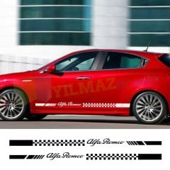 Alfa Romeo Yan Kapı Altı Şerit Oto Sticker Etiket 2 Adet