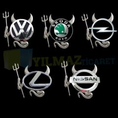 Şeytan Devil Oto Sticker Logo Etiket 3D Kabartmalı 1 Adet Fiat Volkswagen Araba Tüm Araçlara Uyumlu