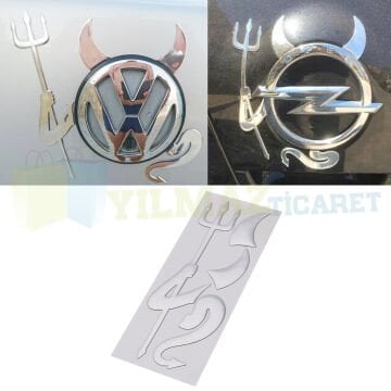 Şeytan Devil Oto Sticker Logo Etiket 3D Kabartmalı 1 Adet Fiat Volkswagen Araba Tüm Araçlara Uyumlu