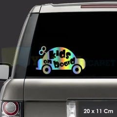 Arabada Bebek Var Baby On Board Hologram Oto Araba Sticker Etiket Yapıştırma Aksesuar 20 x 11 Cm