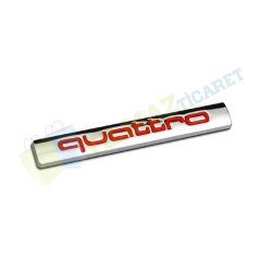 Audi Quattro Metal Logo Bagaj Çamurluk Siyah-Kırmızı Kaliteli