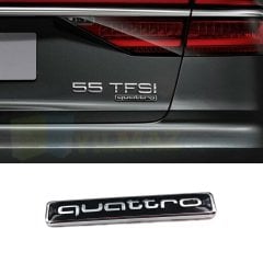 Audi Quattro Bagaj Yan Çamurluk Torpido Logo Amblem Paslanmaz Çelik 1 Adet Siyah