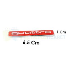 Audi Quattro Bagaj Çamurluk Logo Amblem Çelik 1 Ad Kırmızı-Siyah