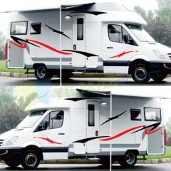 Karavan Çekme Desen Çizgi Oto Sticker Yapıştırma Modifiye Etiket