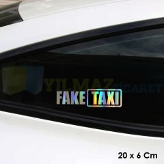 Fake Taxi Hologram Renkli Araba Oto Sticker Etiket Yapıştırma Renkli Çıkartma Aksesuar 20 x 6 Cm