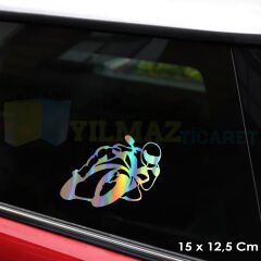 Yanlayan Motor Hologram Renkli Motosiklet Oto Sticker Çıkartma Araba Motor Etiket 15 x 12 Cm