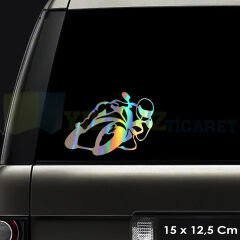 Yanlayan Motor Hologram Renkli Motosiklet Oto Sticker Çıkartma Araba Motor Etiket 15 x 12 Cm