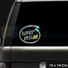 Biker İnside Motosiklet Hologram Oto Sticker Etiket Araba Renkli Çıkartma Yapıştırma 15 x 14 Cm