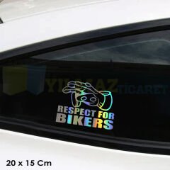Respect For Bikers Motosiklet Saygı Araç Hologram Oto Sticker Etiket Yapıştırma Renkli 20 x 15 Cm