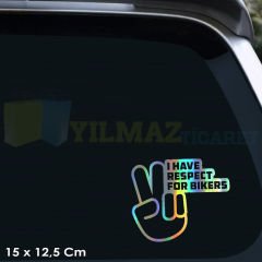 Motorcuya Saygım Var Hologram Motosiklet Araba Oto Sticker Etiket Renkli Yapıştırma 15 x 12.5 Cm