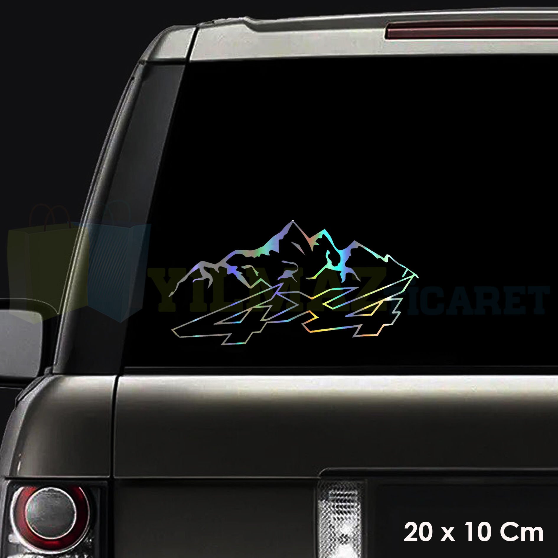 4x4 Toyota Ford Jeep Mitsubishi Off Road 4x4 Hologram Oto Sticker Etiket Yapıştırma 20 x 10 Cm