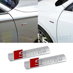 Audi S Line Yan Logo Çamurluk Arma Amblem Paslanmaz Çelik Parlak 2 Adet Yüksek Kaliteli Kalıp