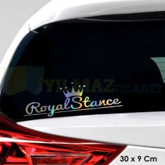 Royal Stance Yazı Renkli Hologram Araba Cam Oto Sticker Etiket Çıkartma Yapıştırma 30 x 9 Cm