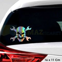 Kuru Kafa Tamirci Hologram Motosiklet Araba Oto Sticker Çıkartma Etiket Çıkartma 16 x 11 Cm