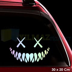 Araba Arka Cam Hologram Gülümseme Oto Sticker Etiket Çıkartma Yapıştırma 30 x 20 Cm