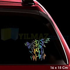 Ha Ha Ha Cam Hologram Oto Motosiklet Sticker Etiket Yapıştırma Çıkartma Aksesuar 16 x 15 Cm